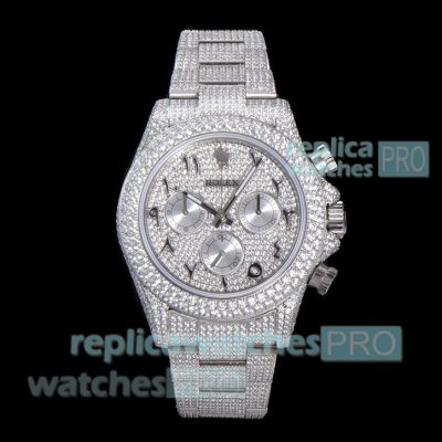Luxury Clone Rolex Cosmograph Daytona Iced Out Diamond Middle Eastern Watch 